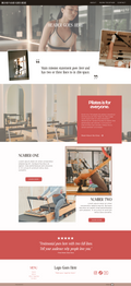 Professional Pilates studio website template for Showit featuring elegant branding, service sections, testimonials, and conversion-focused design.